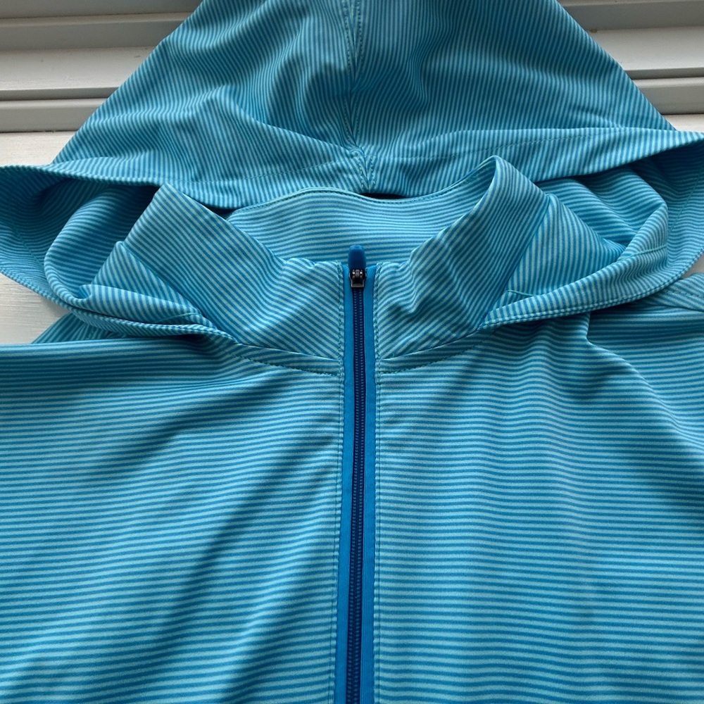 johnnie-O Aqua Striped Hybrid Hoodie Performance Hoodie